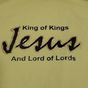 Jesus Christ King of Kings Lord of Lords Yellow‎ T-Shirt Men's Large